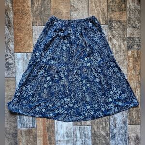 Banana Republic Navy Floral Midi Skirt EUC Small, Cottagecore Garden Party